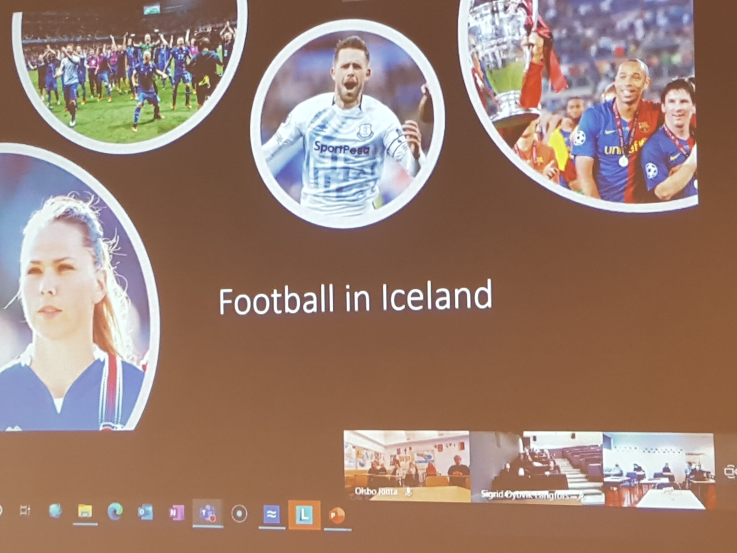Presentation on Teams about sport in Iceland.
